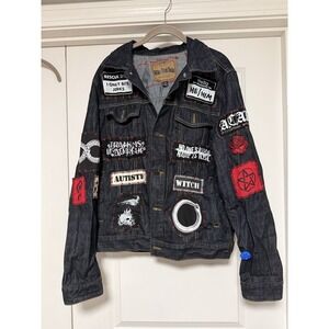 Hilfiger Brand Denim mcmlxxxv, Denim Jacket with handsewn patches, Size Medium